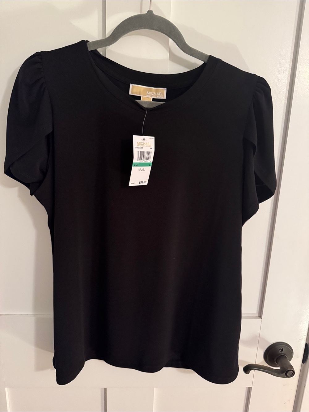 MICHAEL Michael Kors Black Puff Sleeve Top size large